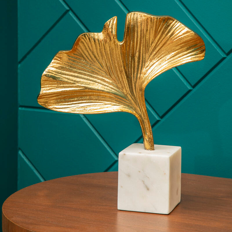 Gold Finish Ginkgo Sculpture