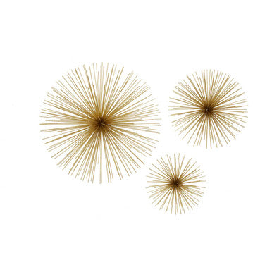 Set of 3 Gold Finish Starburst Wall Decor