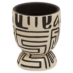 Earthenware White And Black Hand Painted Planter