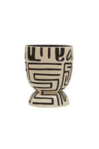 Earthenware White And Black Hand Painted Planter