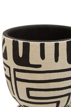 Earthenware White And Black Hand Painted Planter