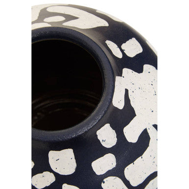 Blue Abstract Earthenware Vase