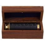 Brown Leather Effect Telescope with Wooden Box