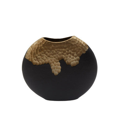 Small Black and Gold Round Vase