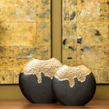 Small Black and Gold Round Vase