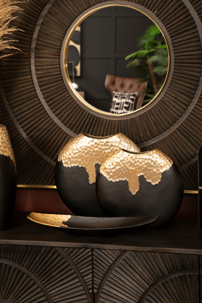 Small Black and Gold Round Vase