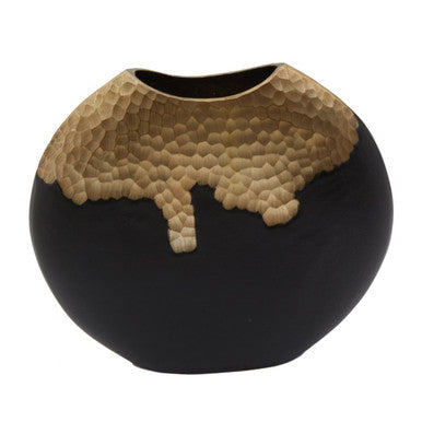 Large Black and Gold Round Vase