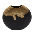 Large Black and Gold Round Vase