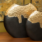 Large Black and Gold Round Vase