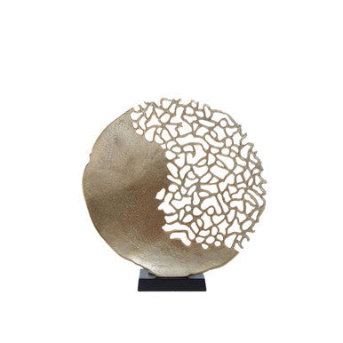 Black and Gold Finish Round Sculpture