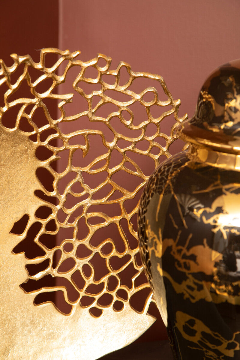 Black and Gold Finish Round Sculpture