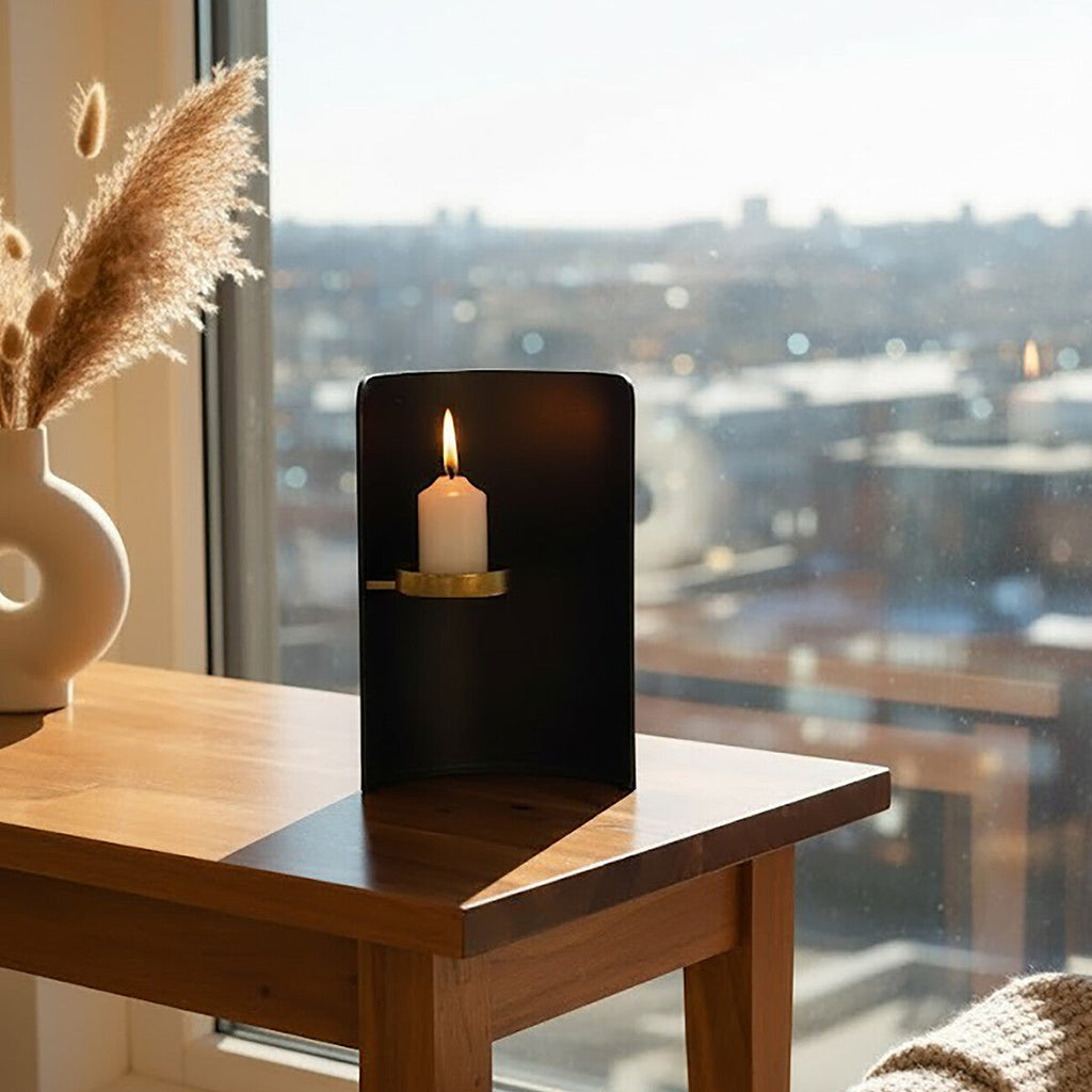 Black and Gold Finish Candle Holder