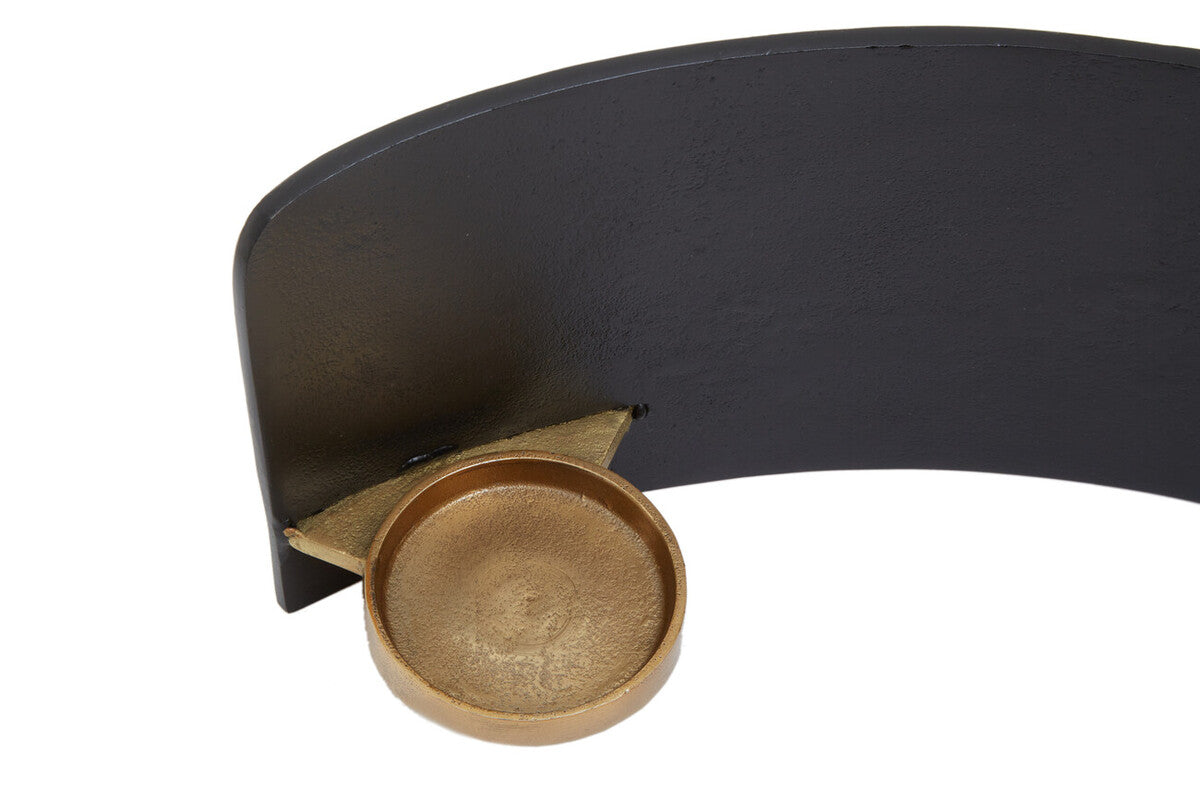 Black and Gold Finish Aluminium Candle Holder