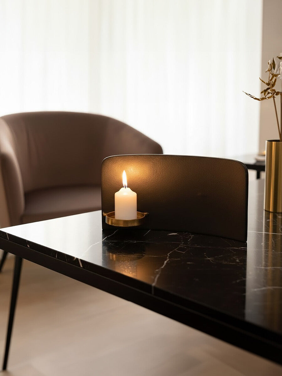 Black and Gold Finish Aluminium Candle Holder