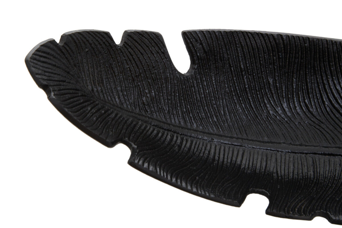 Black Finish Curved Leaf Dish