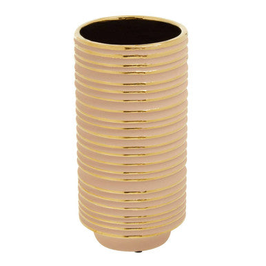 Blush Pink and Gold Small Ceramic Vase