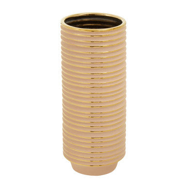 Large Blush Pink and Gold Ceramic Vase