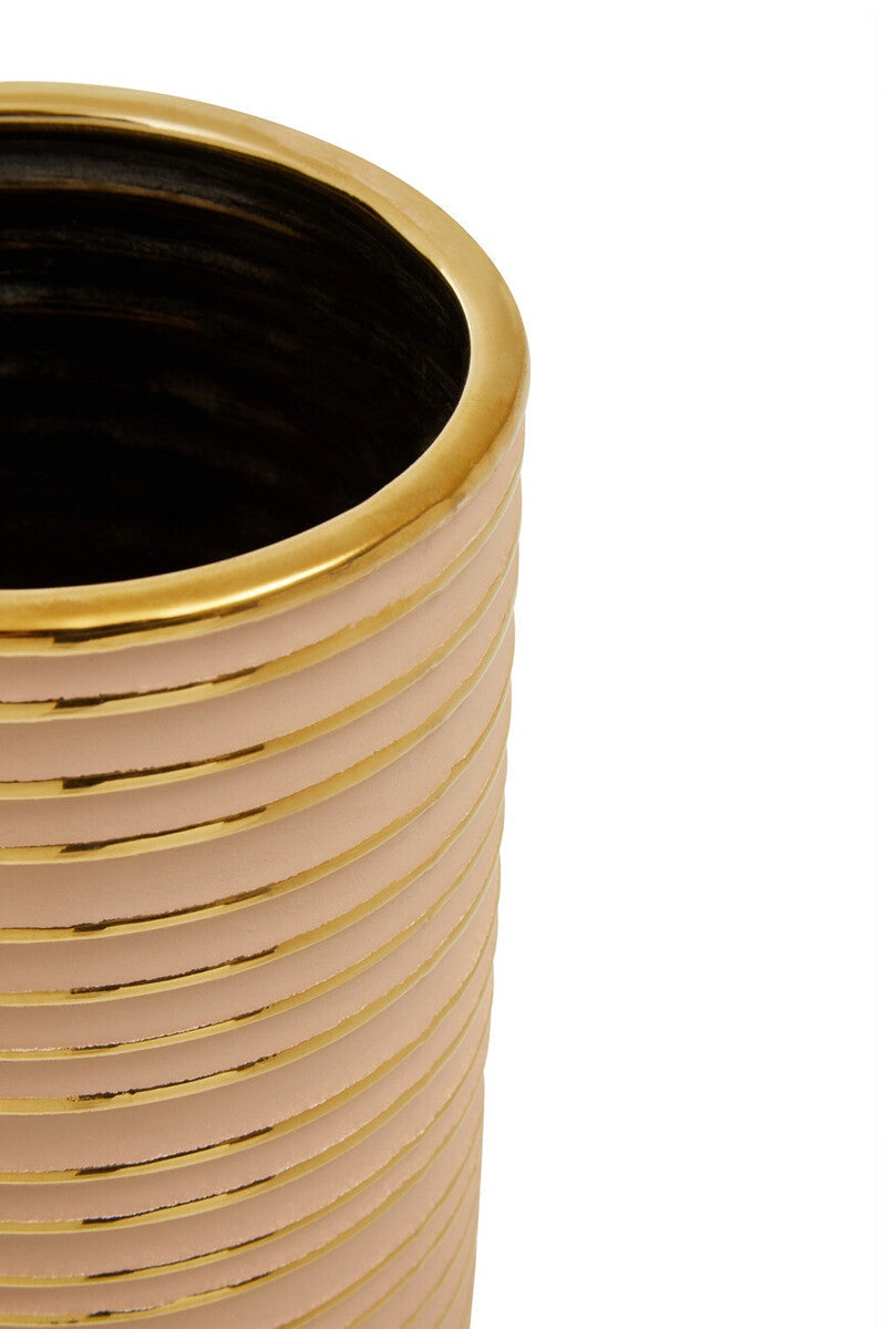 Large Blush Pink and Gold Ceramic Vase