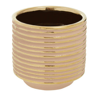 Blush Pink and Gold Small Ceramic Planter