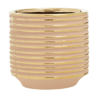 Blush Pink and Gold Small Ceramic Planter