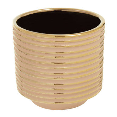 Blush Pink and Gold Large Ceramic Planter