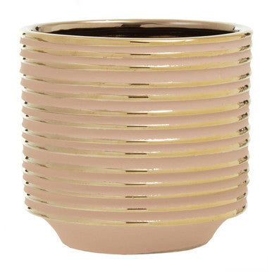 Blush Pink and Gold Large Ceramic Planter