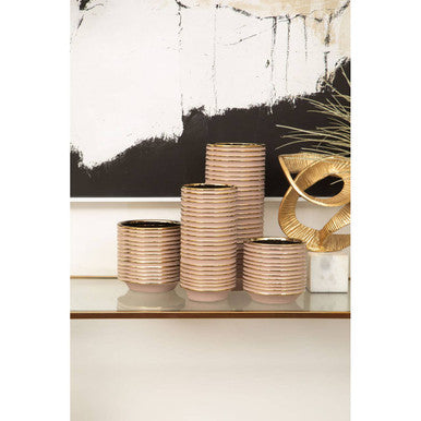 Blush Pink and Gold Large Ceramic Planter