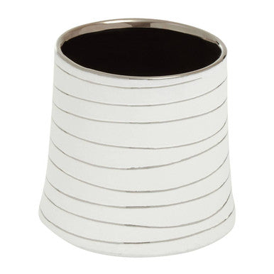 Small White and Silver Ceramic Planter