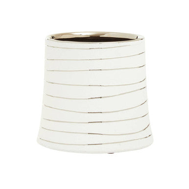 Small White and Silver Ceramic Planter