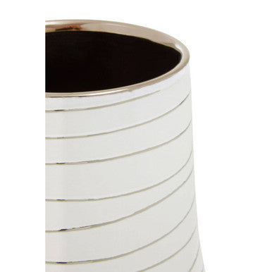 Small White and Silver Ceramic Planter