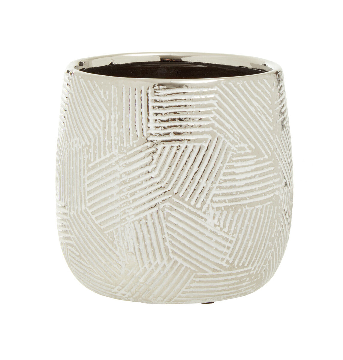 Small White Silver Ceramic Planter