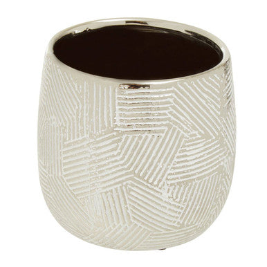 Small White Silver Ceramic Planter