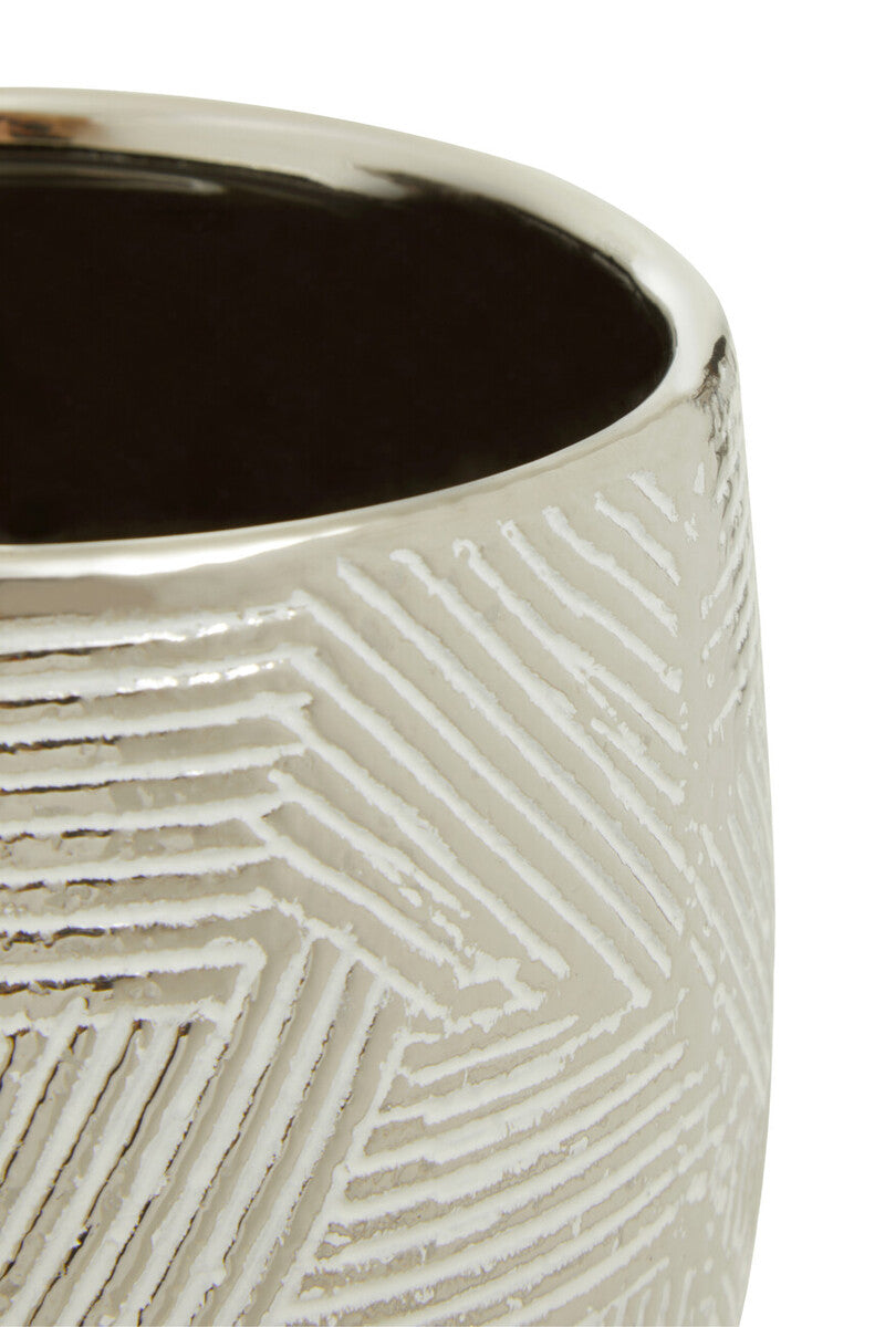 Small White Silver Ceramic Planter