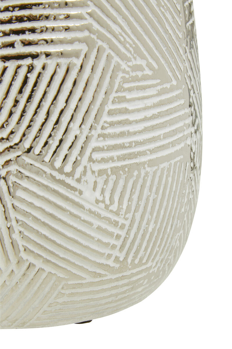 Small White Silver Ceramic Planter
