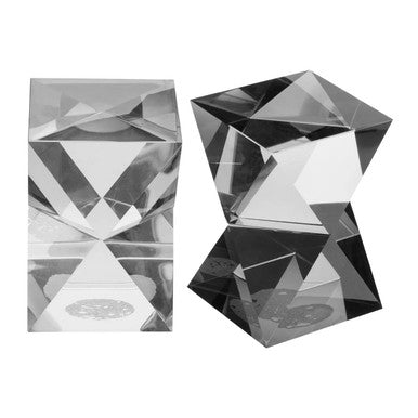 Set of 2 Crystal Geometric Bookends in Grey Finish