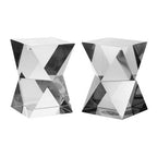 Set of 2 Crystal Geometric Bookends in Grey Finish