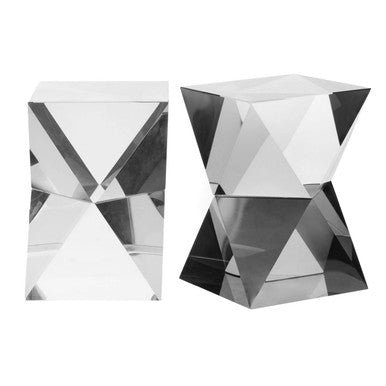 Set of 2 Crystal Geometric Bookends in Grey Finish