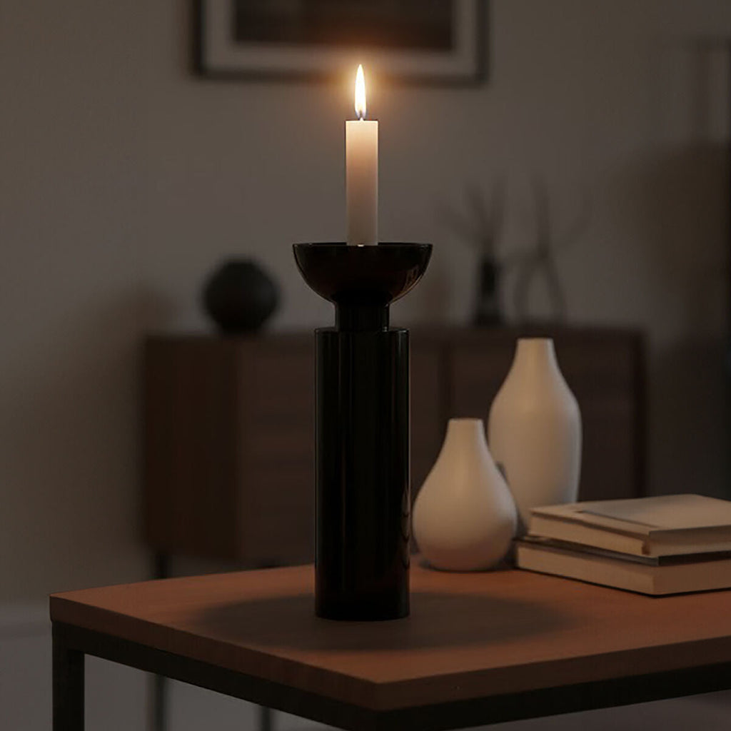 Large Black Crystal Candle Holder