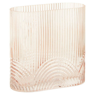 Corrugated Large Pink Glass Vase