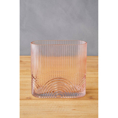 Corrugated Large Pink Glass Vase