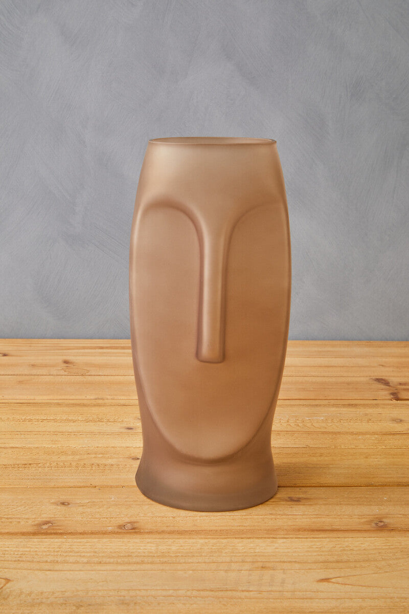 Smoked Grey Large Face Design Vase