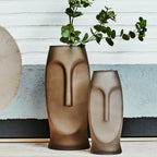 Smoked Grey Large Face Design Vase
