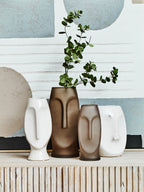 Smoked Grey Large Face Design Vase
