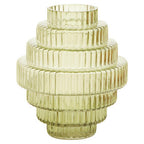 Small Green Ribbed Glass Vase