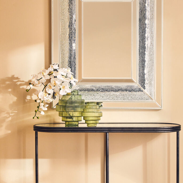 Small Green Ribbed Glass Vase