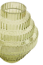 Small Green Ribbed Glass Vase