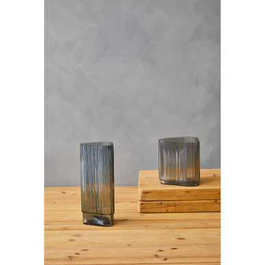 Compact Small Grey Glass Vase