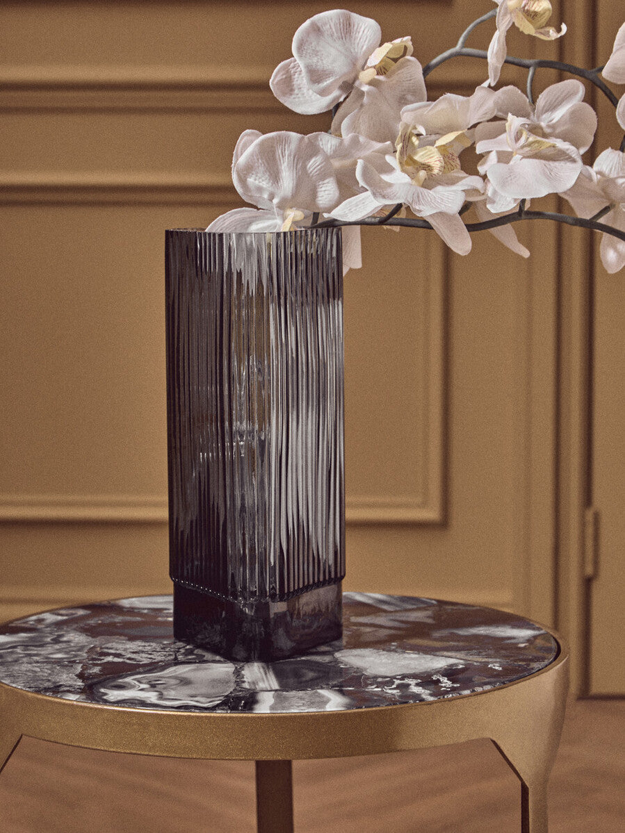 Compact Small Grey Glass Vase
