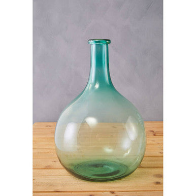 Blue Large Bottle Neck Recycled Glass Vase
