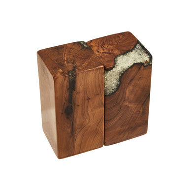 Set of 2 Teak and Resin Bookends